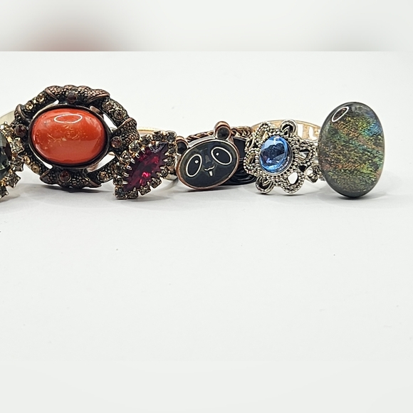 Vintage Ring Mix Variety Retro Pearl   Rhinestone Gem Gold Silver Adjustable 5-8 - Picture 6 of 16